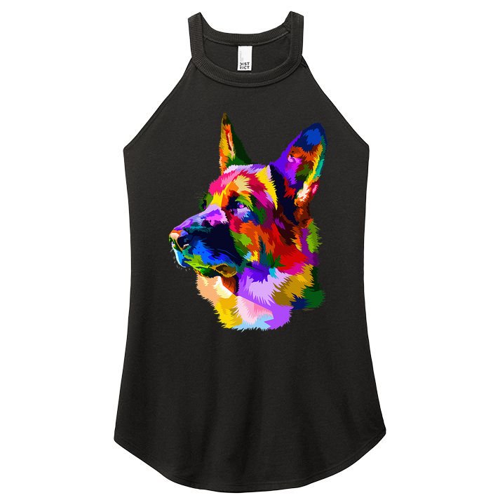 Colorful German Shepherd German Shepherd Dog Owner Women's Perfect Tri Rocker Tank