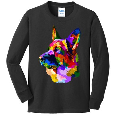 Colorful German Shepherd German Shepherd Dog Owner Kids Long Sleeve Shirt