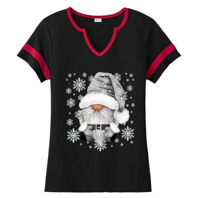 Cool Grey Santa Gnomie For Gothic And Emo With Winter Gnome Ladies Halftime Notch Neck Tee