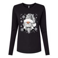 Cool Grey Santa Gnomie For Gothic And Emo With Winter Gnome Womens Cotton Relaxed Long Sleeve T-Shirt