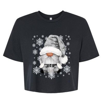 Cool Grey Santa Gnomie For Gothic And Emo With Winter Gnome Bella+Canvas Jersey Crop Tee