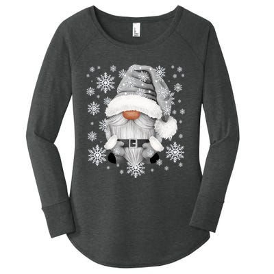 Cool Grey Santa Gnomie For Gothic And Emo With Winter Gnome Women's Perfect Tri Tunic Long Sleeve Shirt