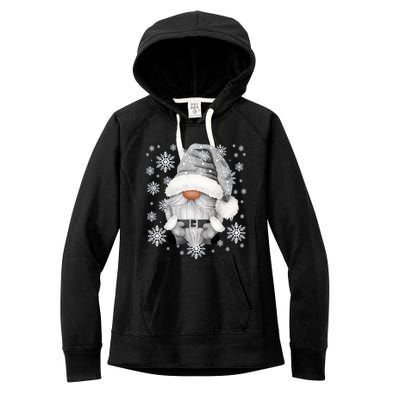 Cool Grey Santa Gnomie For Gothic And Emo With Winter Gnome Women's Fleece Hoodie