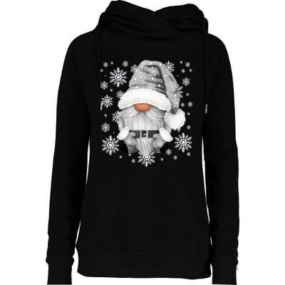 Cool Grey Santa Gnomie For Gothic And Emo With Winter Gnome Womens Funnel Neck Pullover Hood