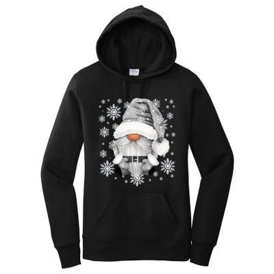 Cool Grey Santa Gnomie For Gothic And Emo With Winter Gnome Women's Pullover Hoodie