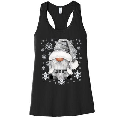 Cool Grey Santa Gnomie For Gothic And Emo With Winter Gnome Women's Racerback Tank