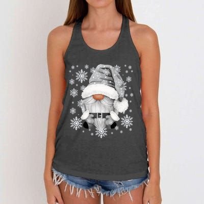 Cool Grey Santa Gnomie For Gothic And Emo With Winter Gnome Women's Knotted Racerback Tank