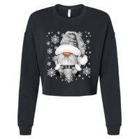 Cool Grey Santa Gnomie For Gothic And Emo With Winter Gnome Cropped Pullover Crew