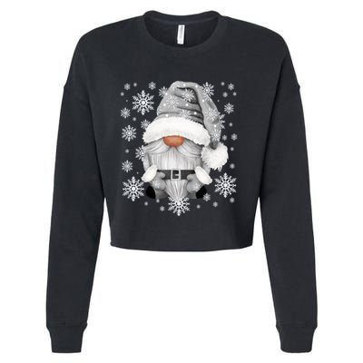 Cool Grey Santa Gnomie For Gothic And Emo With Winter Gnome Cropped Pullover Crew