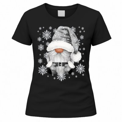 Cool Grey Santa Gnomie For Gothic And Emo With Winter Gnome Women's T-Shirt