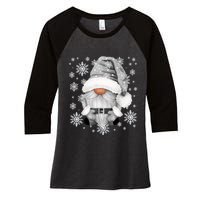 Cool Grey Santa Gnomie For Gothic And Emo With Winter Gnome Women's Tri-Blend 3/4-Sleeve Raglan Shirt