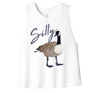 Canadian Goose Silly Goose Funny Cute Bird Hunter GIft Women's Racerback Cropped Tank