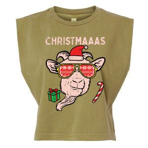 Christmas Goat Santa Xmas Farm Animal Farmer Garment-Dyed Women's Muscle Tee