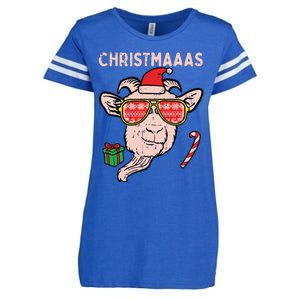 Christmas Goat Santa Xmas Farm Animal Farmer Enza Ladies Jersey Football T-Shirt