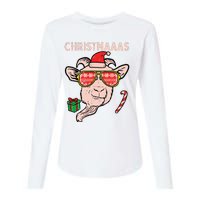 Christmas Goat Santa Xmas Farm Animal Farmer Womens Cotton Relaxed Long Sleeve T-Shirt