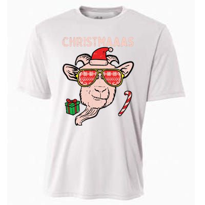 Christmas Goat Santa Xmas Farm Animal Farmer Cooling Performance Crew T-Shirt