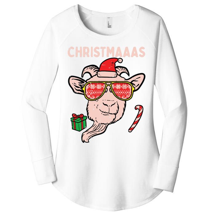 Christmas Goat Santa Xmas Farm Animal Farmer Women's Perfect Tri Tunic Long Sleeve Shirt