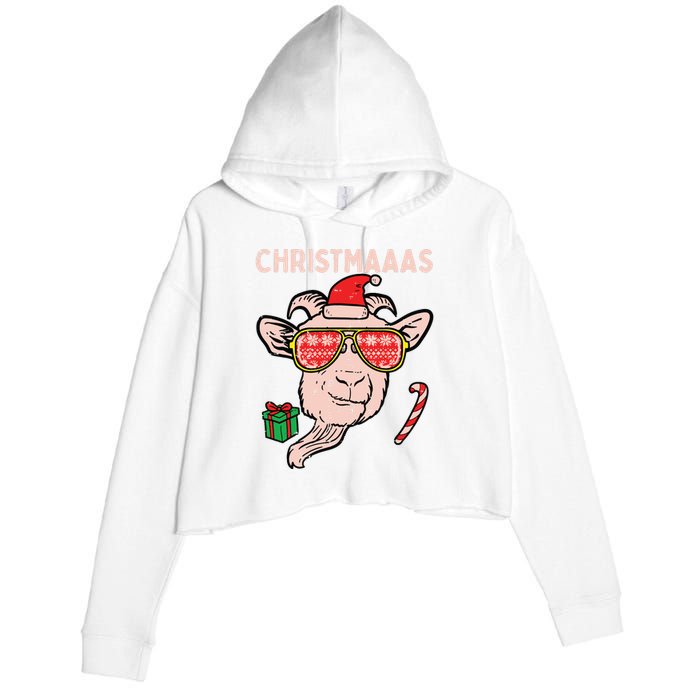 Christmas Goat Santa Xmas Farm Animal Farmer Crop Fleece Hoodie