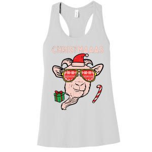 Christmas Goat Santa Xmas Farm Animal Farmer Women's Racerback Tank