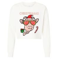 Christmas Goat Santa Xmas Farm Animal Farmer Cropped Pullover Crew