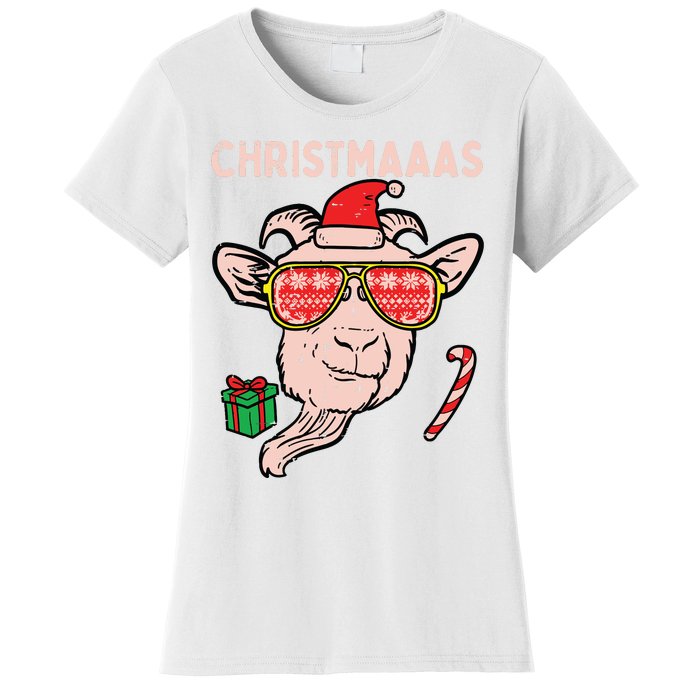 Christmas Goat Santa Xmas Farm Animal Farmer Women's T-Shirt