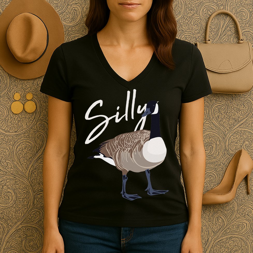 Canadian Goose Silly Goose Funny Cute Bird Hunter Women's V-Neck T-Shirt
