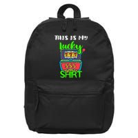 Casino Gambling Slot Machine Player This Is My Lucky 16 in Basic Backpack