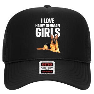 Cool German Shepherd Art For Women German Shepherd Lover High Crown Mesh Back Trucker Hat