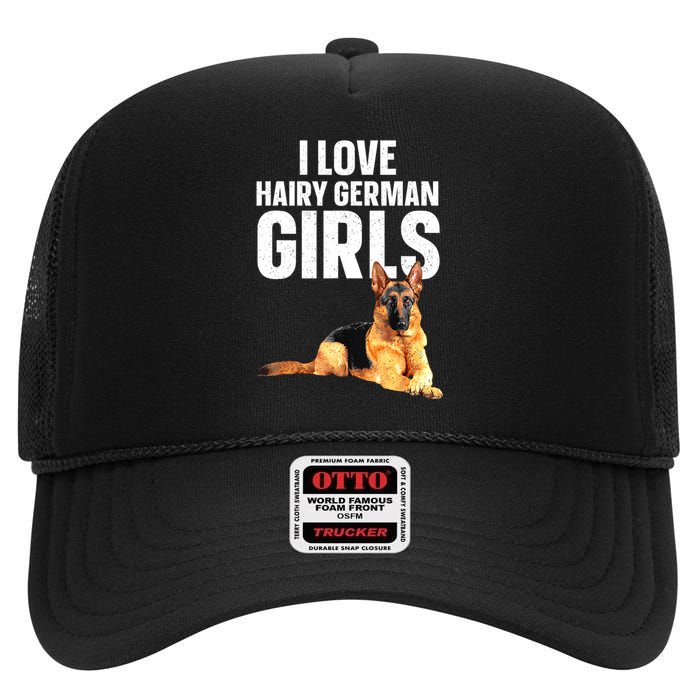 Cool German Shepherd Art For Women German Shepherd Lover High Crown Mesh Back Trucker Hat