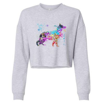 Colorful Ger Shepherd Lover Dog Ger Shepherds Great Gift Cropped Pullover Crew