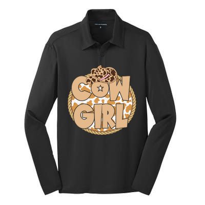 Cow Girl Southern Country Cute Silk Touch Performance Long Sleeve Polo