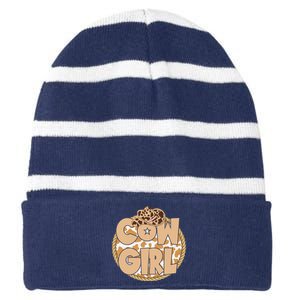 Cow Girl Southern Country Cute Striped Beanie with Solid Band