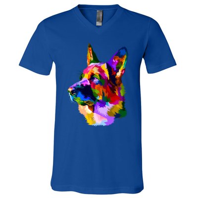 Colorful Ger Shepherd Ger Shepherd Dog Owner Gift V-Neck T-Shirt