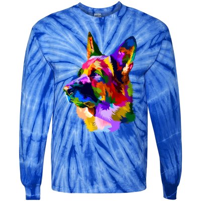 Colorful Ger Shepherd Ger Shepherd Dog Owner Gift Tie-Dye Long Sleeve Shirt