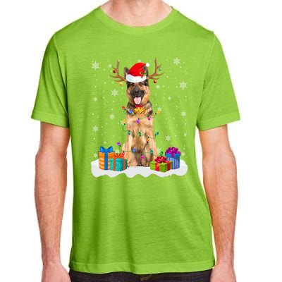 Cute Ger Shepherd Dog Christmas Lights Santa Hat Xmas Gift Adult ChromaSoft Performance T-Shirt