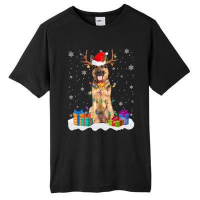 Cute Ger Shepherd Dog Christmas Lights Santa Hat Xmas Gift Tall Fusion ChromaSoft Performance T-Shirt