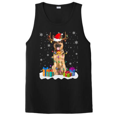 Cute Ger Shepherd Dog Christmas Lights Santa Hat Xmas Gift PosiCharge Competitor Tank