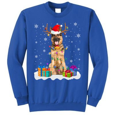 Cute Ger Shepherd Dog Christmas Lights Santa Hat Xmas Gift Sweatshirt