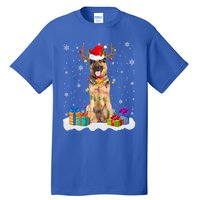 Cute Ger Shepherd Dog Christmas Lights Santa Hat Xmas Gift Tall T-Shirt