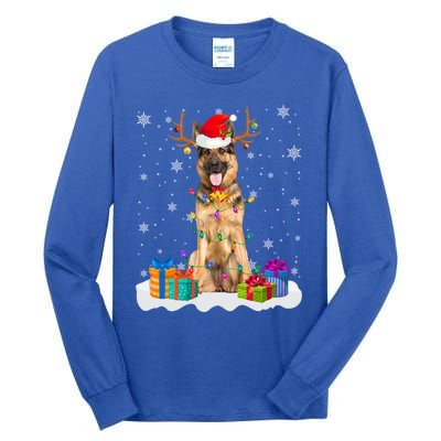 Cute Ger Shepherd Dog Christmas Lights Santa Hat Xmas Gift Tall Long Sleeve T-Shirt