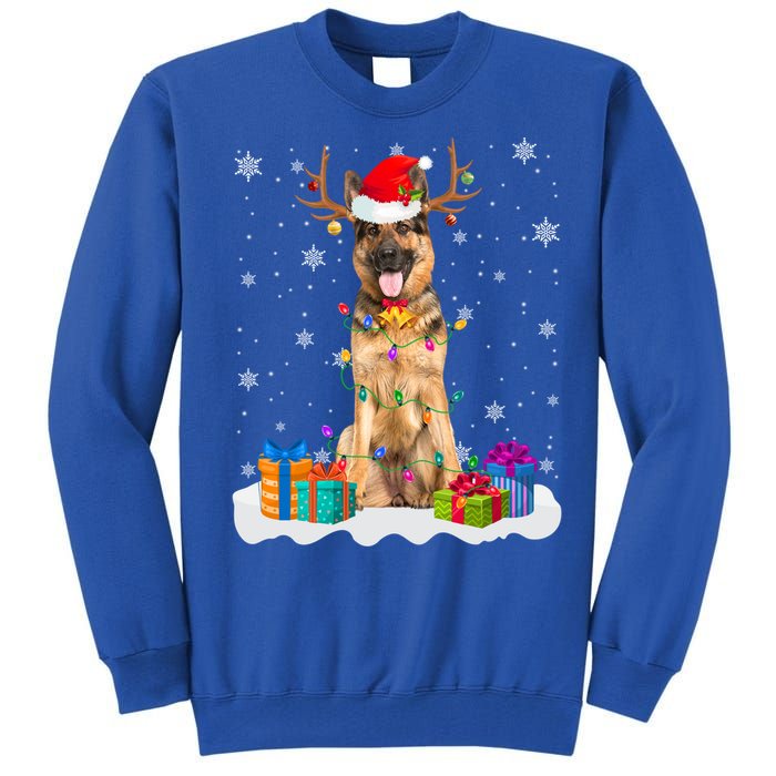 Cute Ger Shepherd Dog Christmas Lights Santa Hat Xmas Gift Tall Sweatshirt