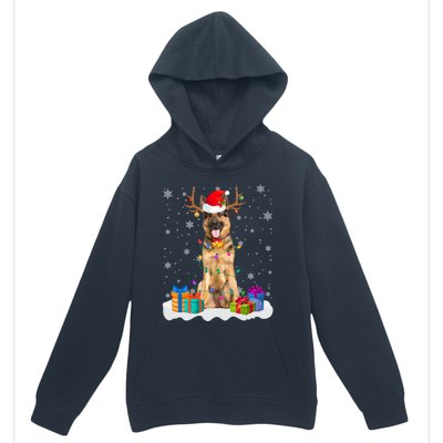 Cute Ger Shepherd Dog Christmas Lights Santa Hat Xmas Gift Urban Pullover Hoodie