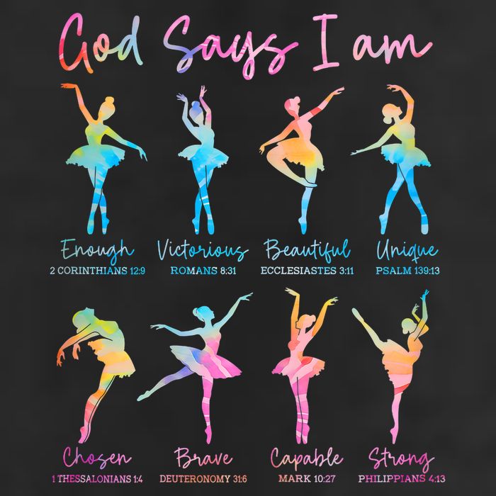 Christian God Says I Am Bible Verse Tie Dye Ballet Dancer  7 Panel Mesh Trucker Snapback Hat