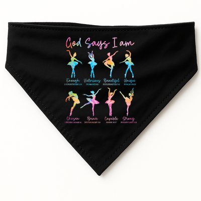 Christian God Says I Am Bible Verse Tie Dye Ballet Dancer  USA-Made Doggie Bandana