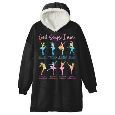 Christian God Says I Am Bible Verse Tie Dye Ballet Dancer  Hooded Wearable Blanket