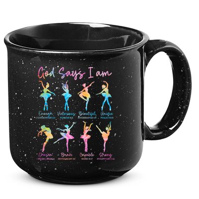 Christian God Says I Am Bible Verse Tie Dye Ballet Dancer  15oz Campfire Ceramic Mug