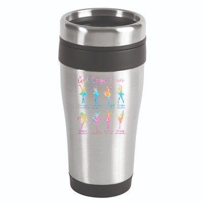 Christian God Says I Am Bible Verse Tie Dye Ballet Dancer  16oz Travel Tumbler
