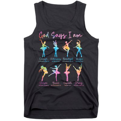 Christian God Says I Am Bible Verse Tie Dye Ballet Dancer  Tank Top