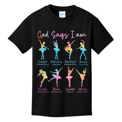 Christian God Says I Am Bible Verse Tie Dye Ballet Dancer  Kids T-Shirt
