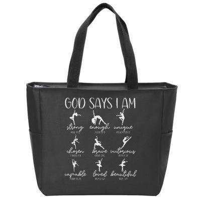 Christian God Says I Am Bible Verse Religious Ballet Dancer Zip Tote Bag